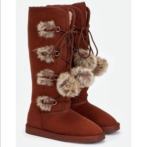 Brand New Justfab Fur Pom Pom Winter Snow Boots